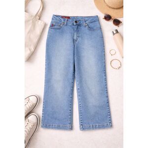 Makers USA Blue Jeans Women’s Size 4 Wide Leg Crop Denim (1022)